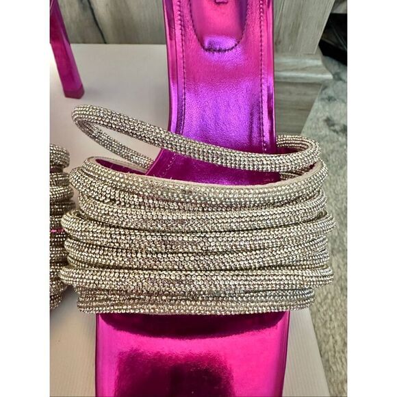 Jonathan Simkhai Lena Metallic Multi Crystal Strap Size 38 / 7.5 NEW - Picture 3 of 11